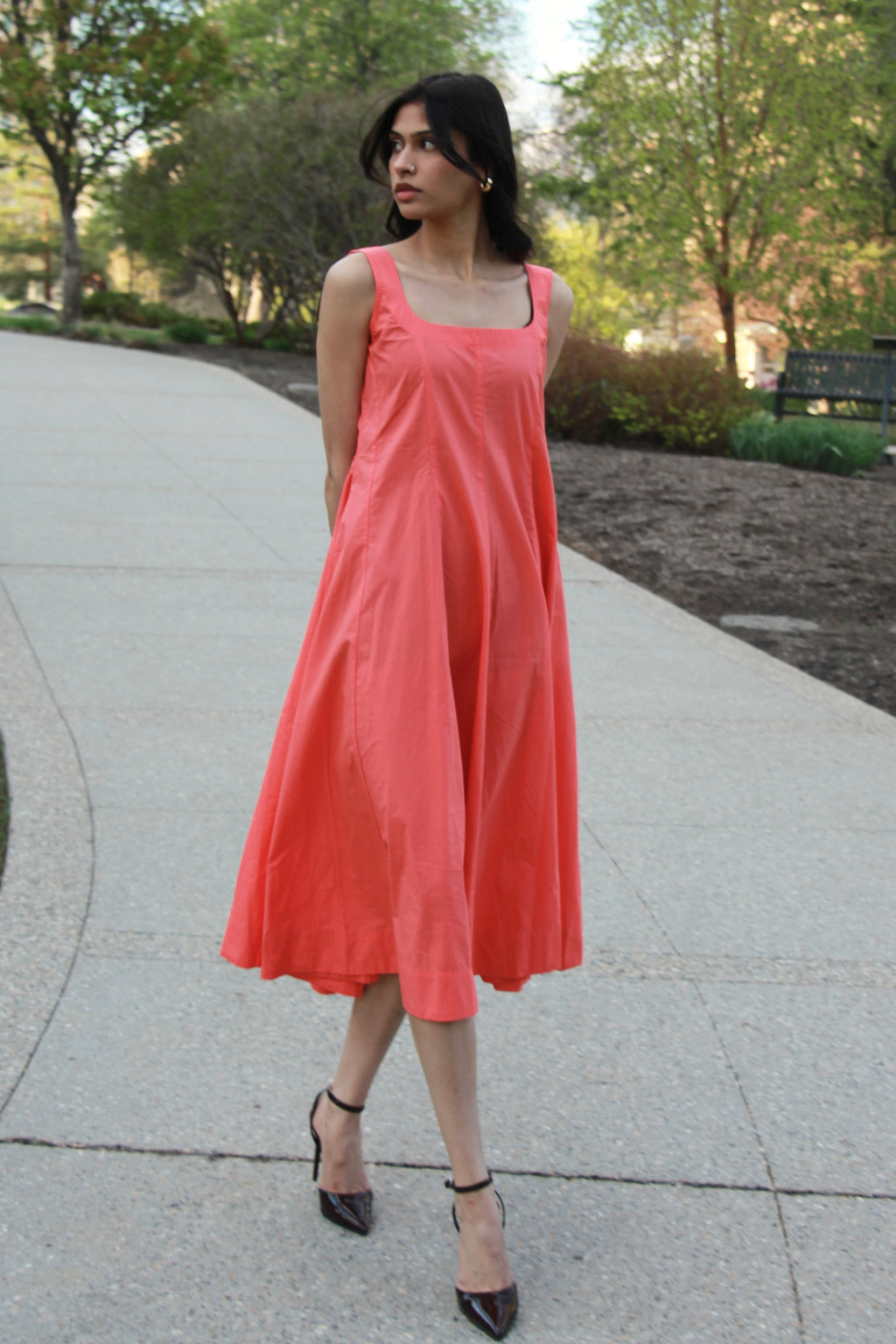 Valencia Sunset Cotton Poplin Midi dress