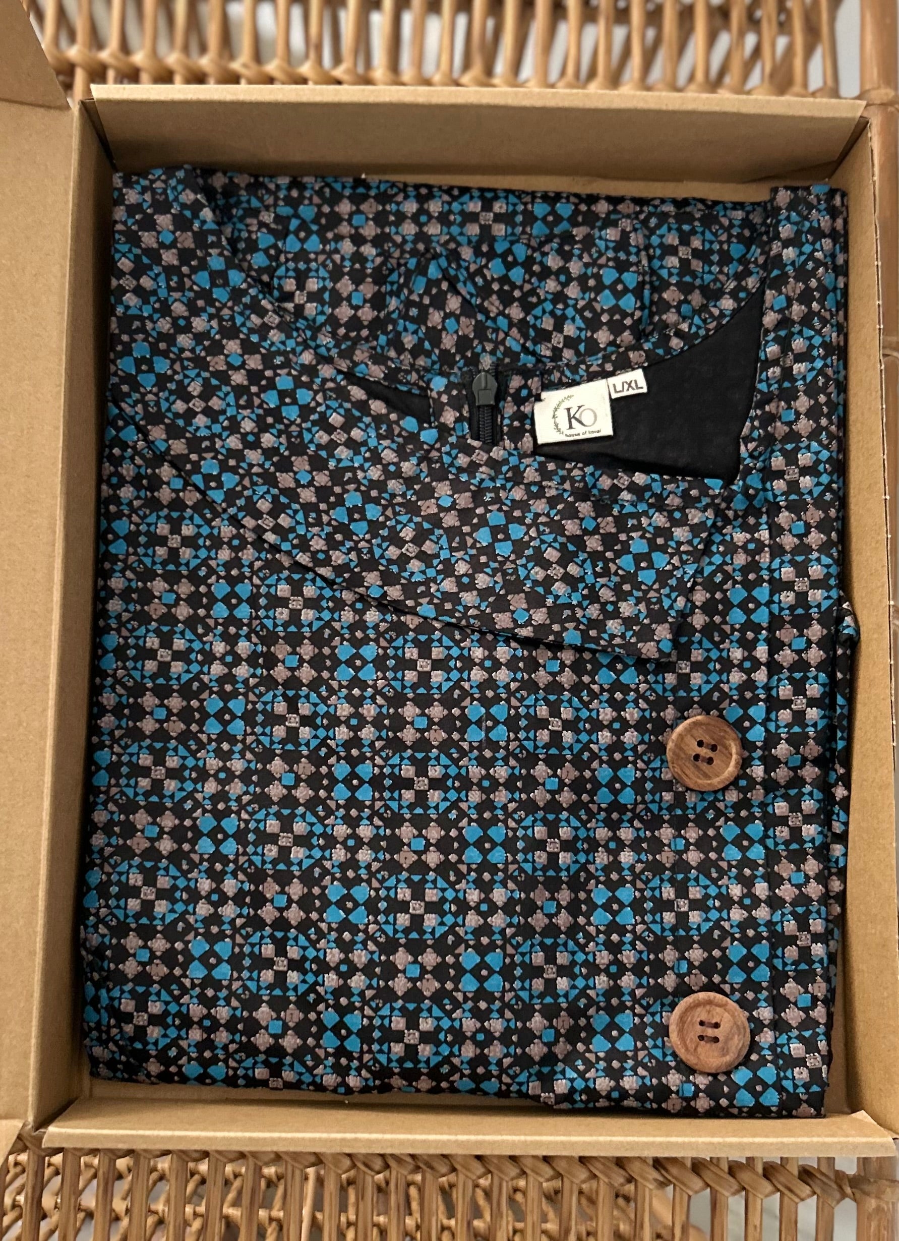 Midnight Mosaic Cotton Satin Dress