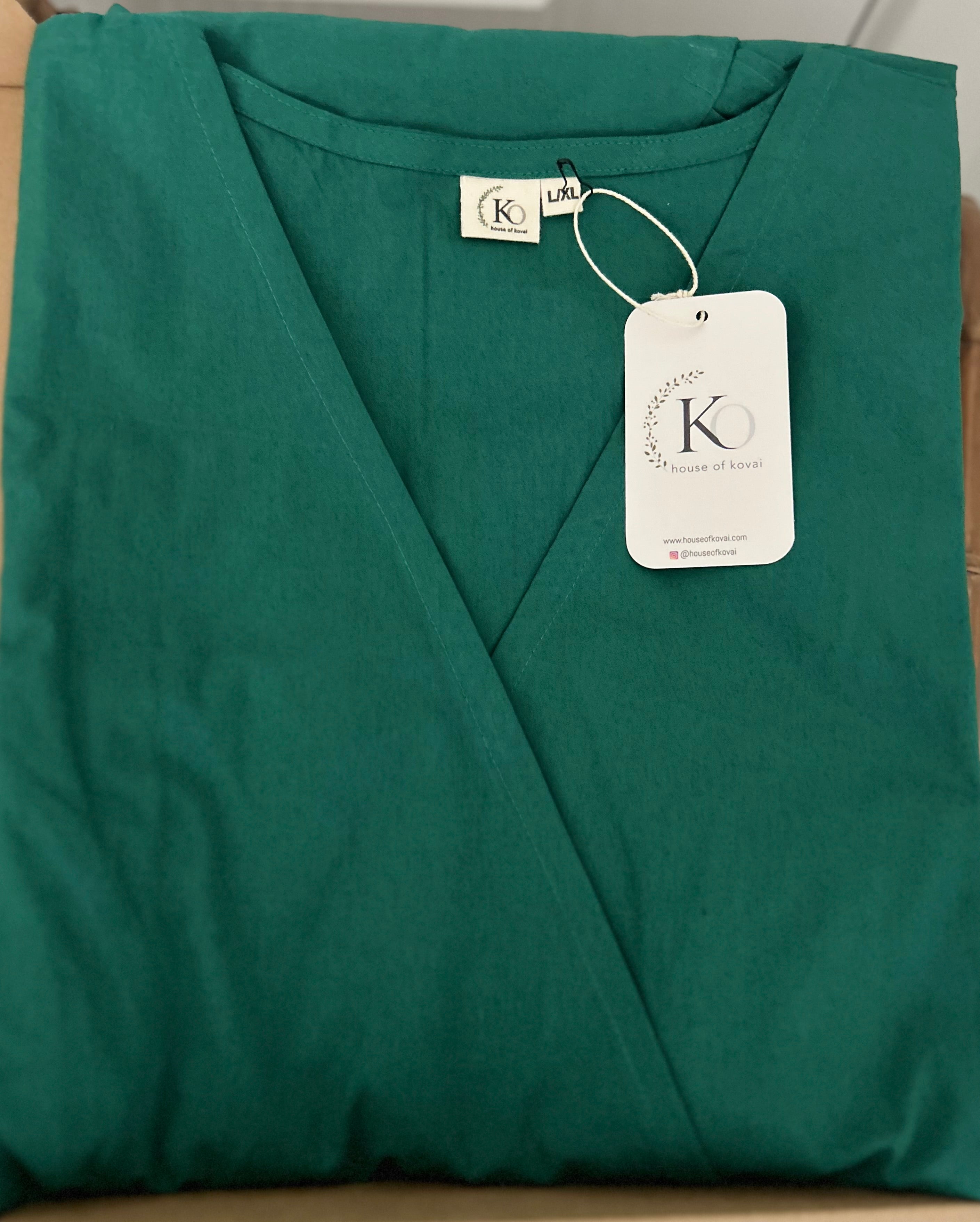 Emerald Cotton Poplin Wrap Dress