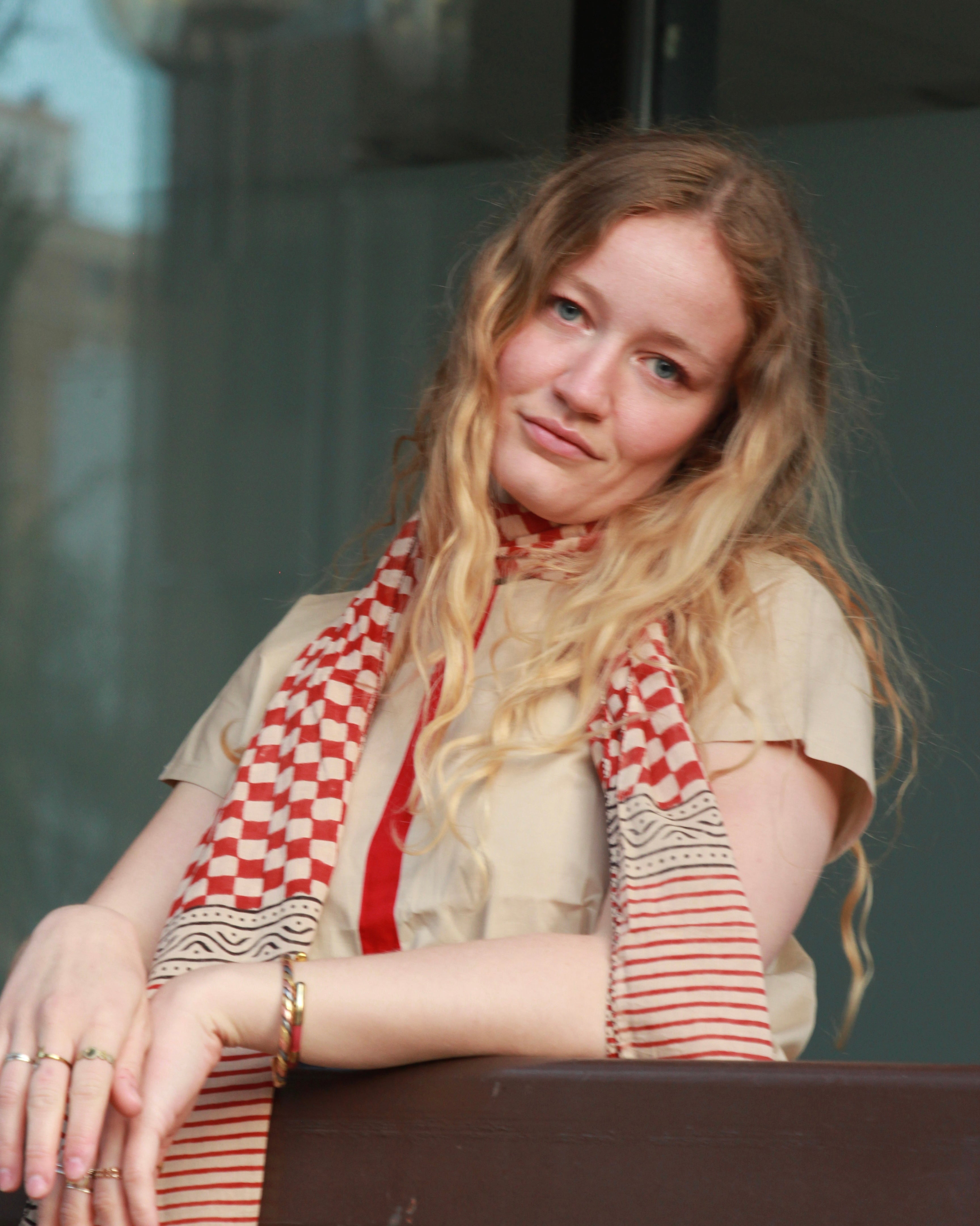 Sienna Stripe Cotton Dress With Scarf