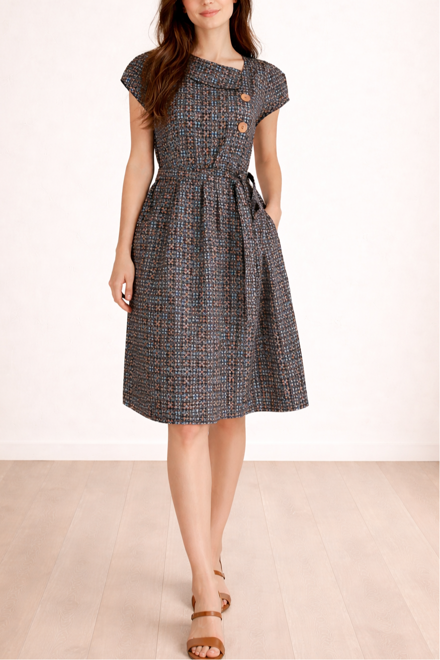 Midnight Mosaic Cotton Satin Dress