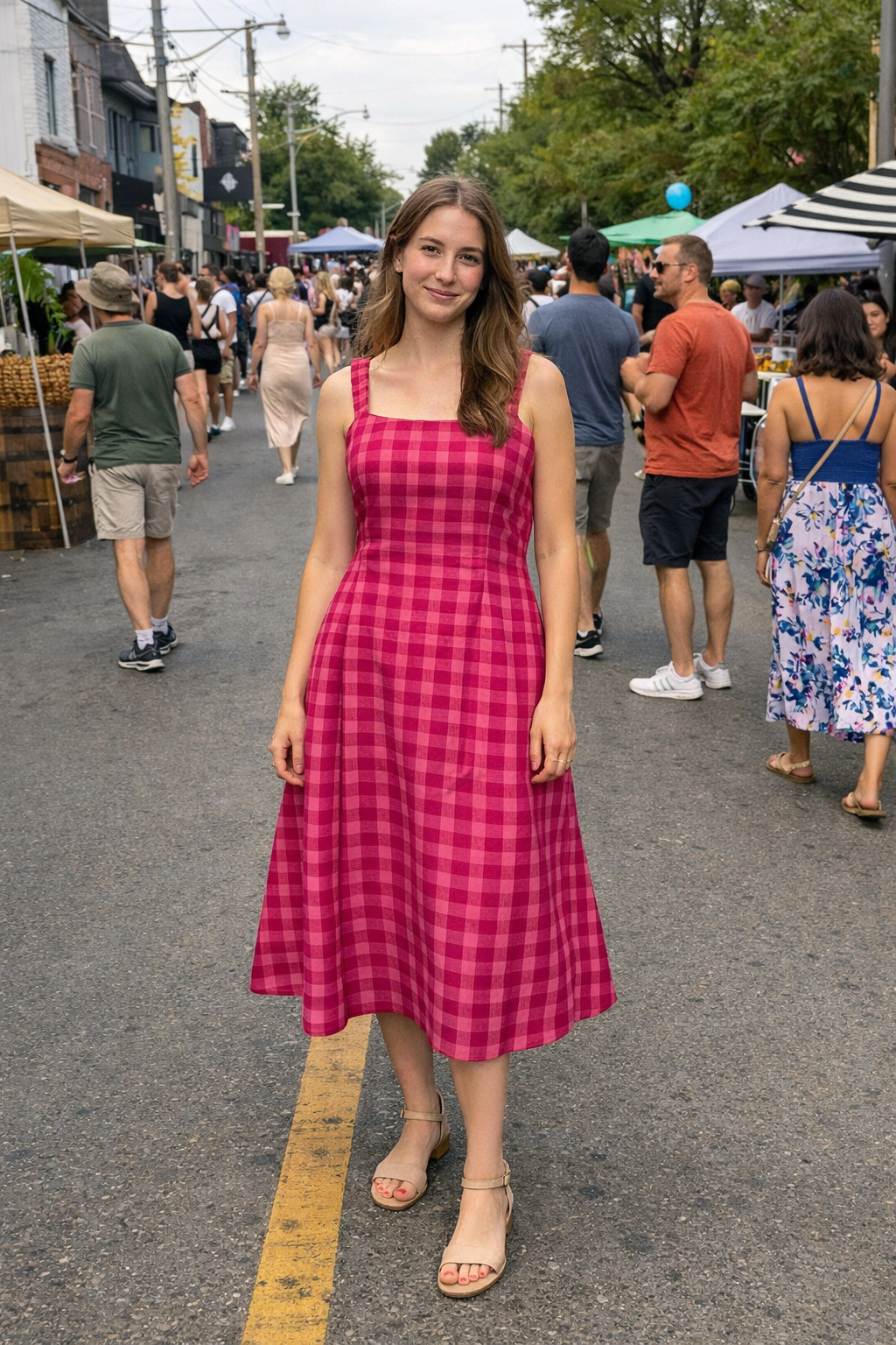 Summer Picnic Gingham Cotton Midi