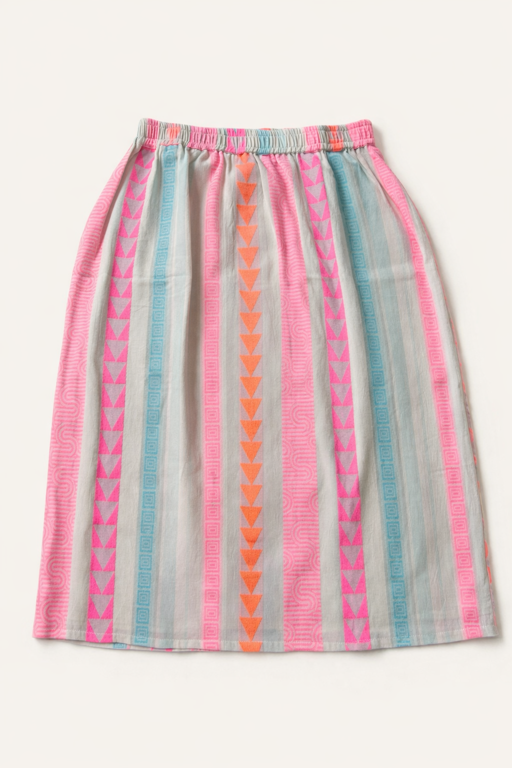 Pink Dobby Cotton Midi Skirt