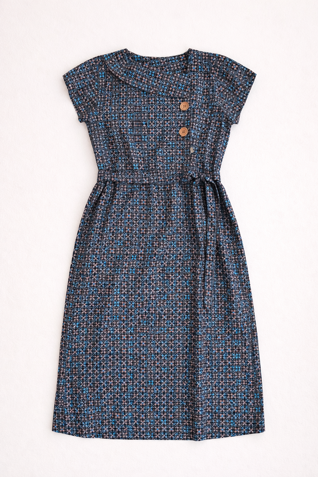 Midnight Mosaic Cotton Satin Dress