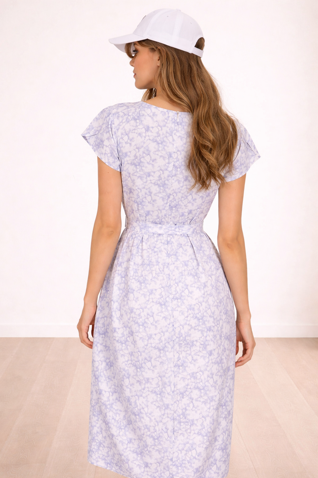 Blue Marble Cotton Satin Dress