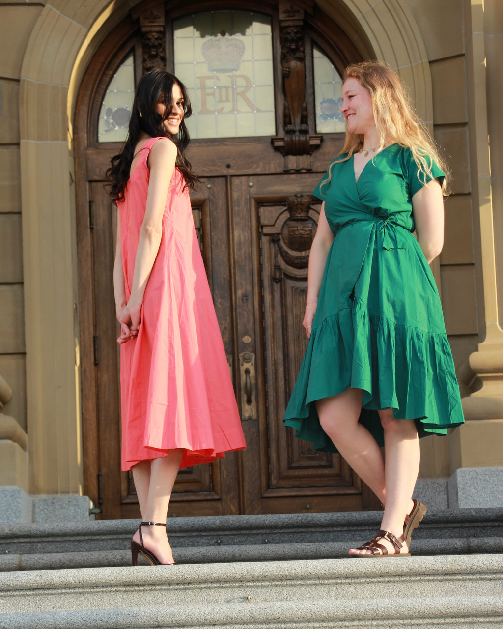 Emerald Cotton Poplin Wrap Dress