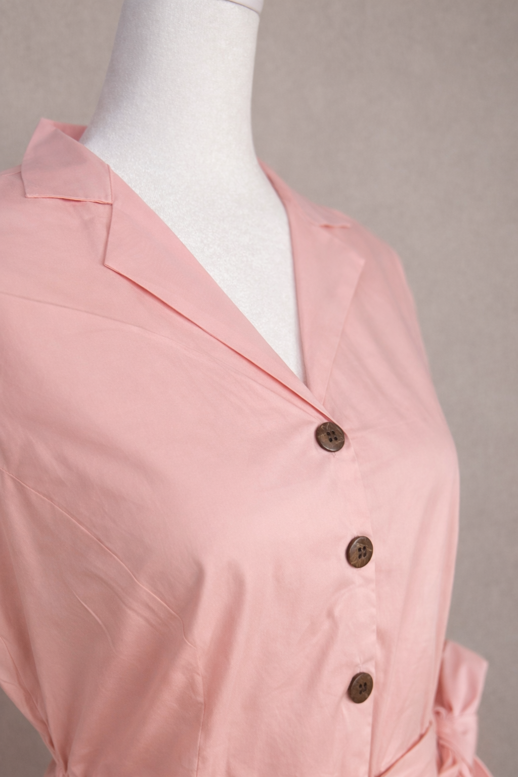 Rosalie Blush Cotton Poplin Shirt Dress