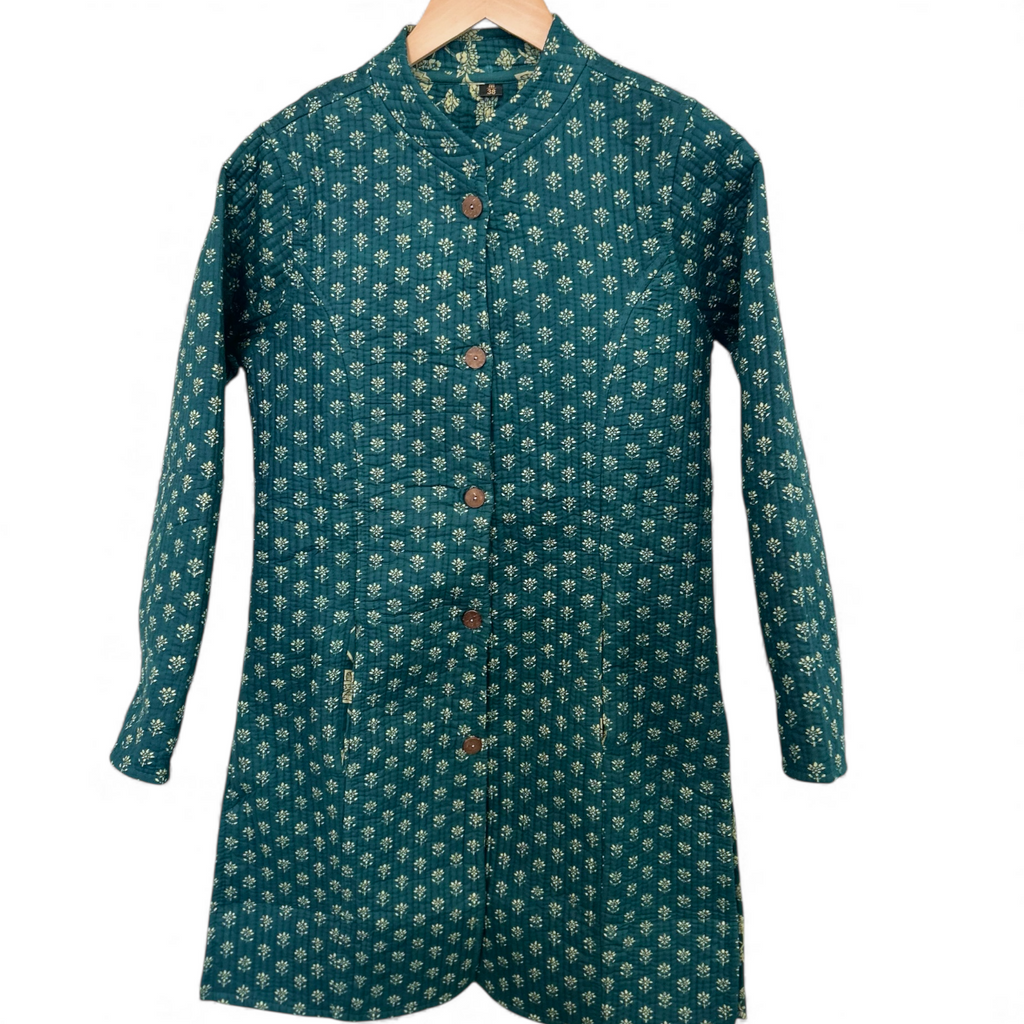 Reversible Quilted Coat – Emerald Meadow