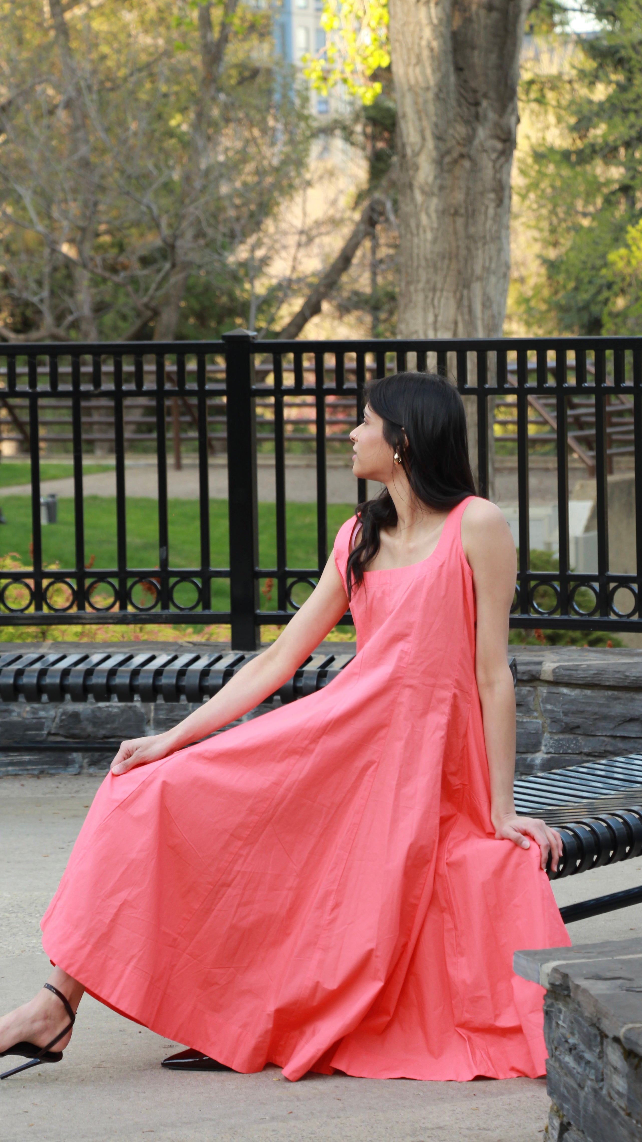 Valencia Sunset Cotton Poplin Midi dress