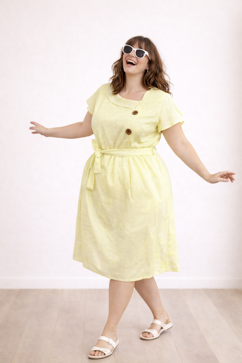 Lemon Dots Cotton Sati Dress