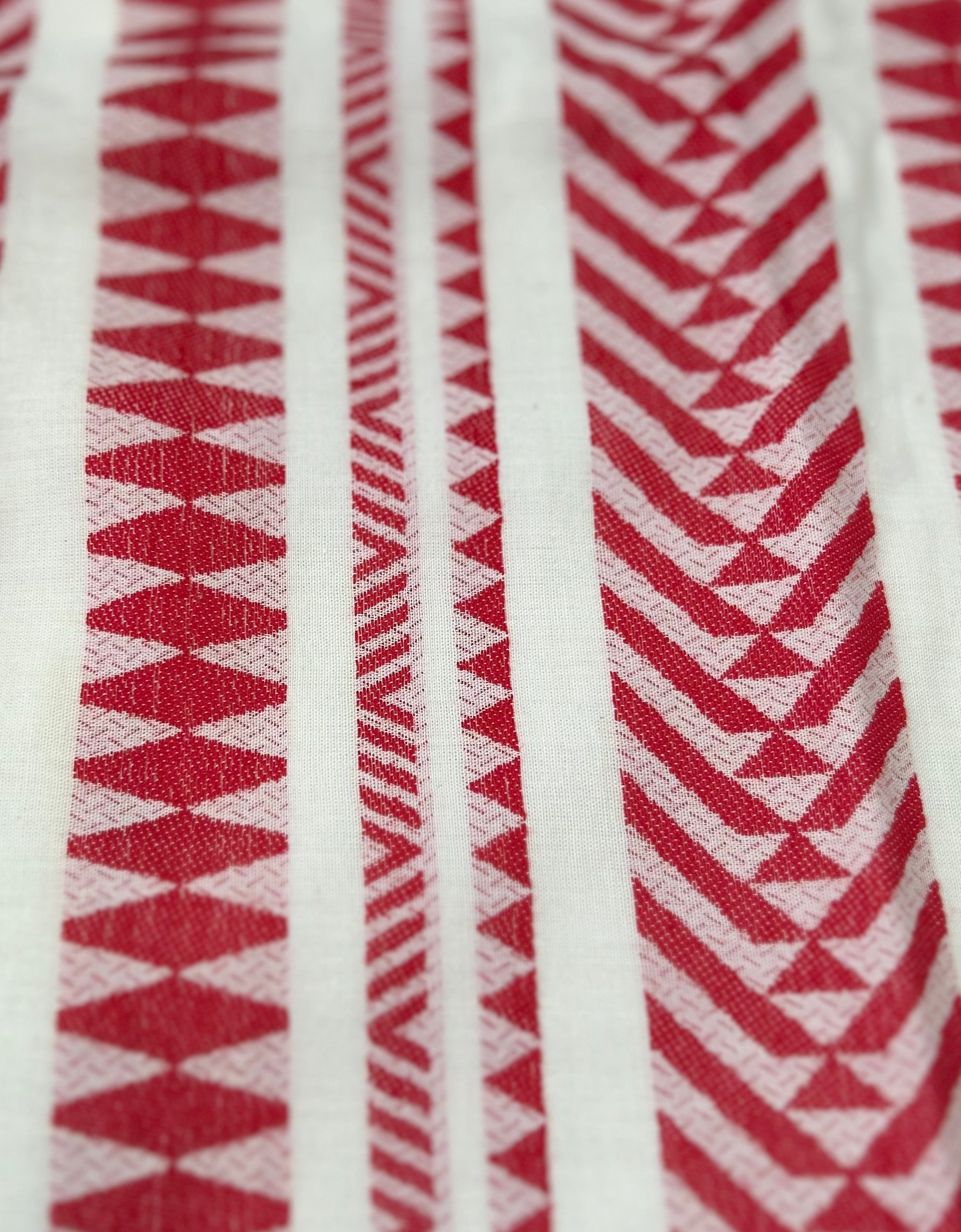 Red Dobby Cotton Midi Skirt