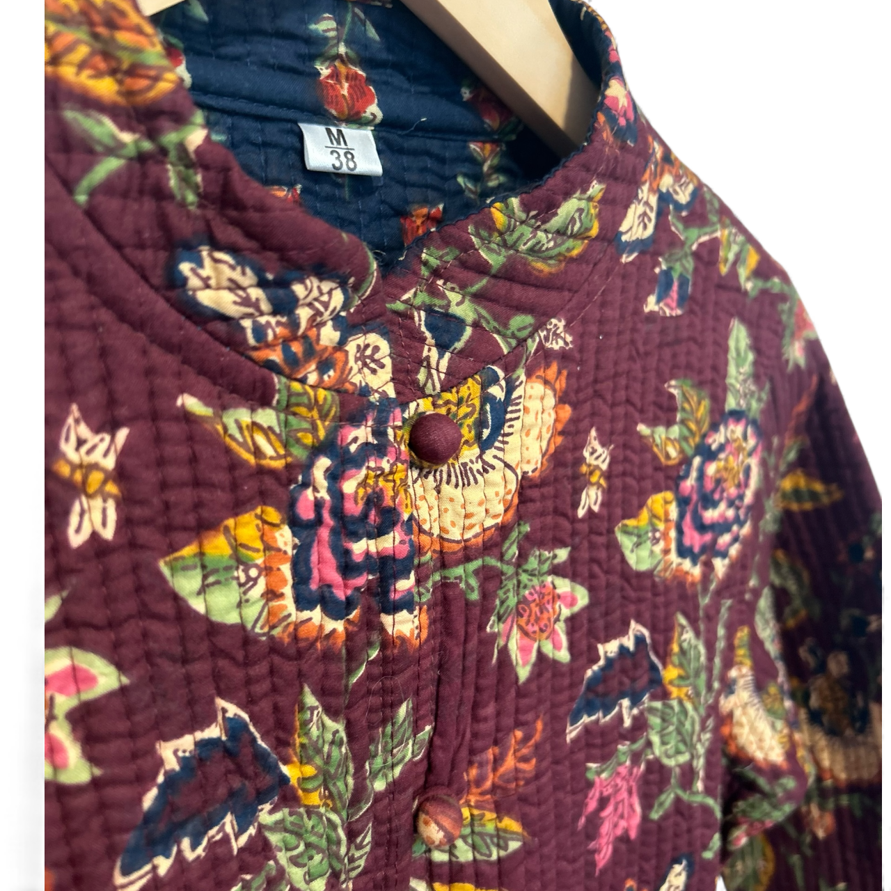 Reversible Quilted Jacket – Burgundy Bloom