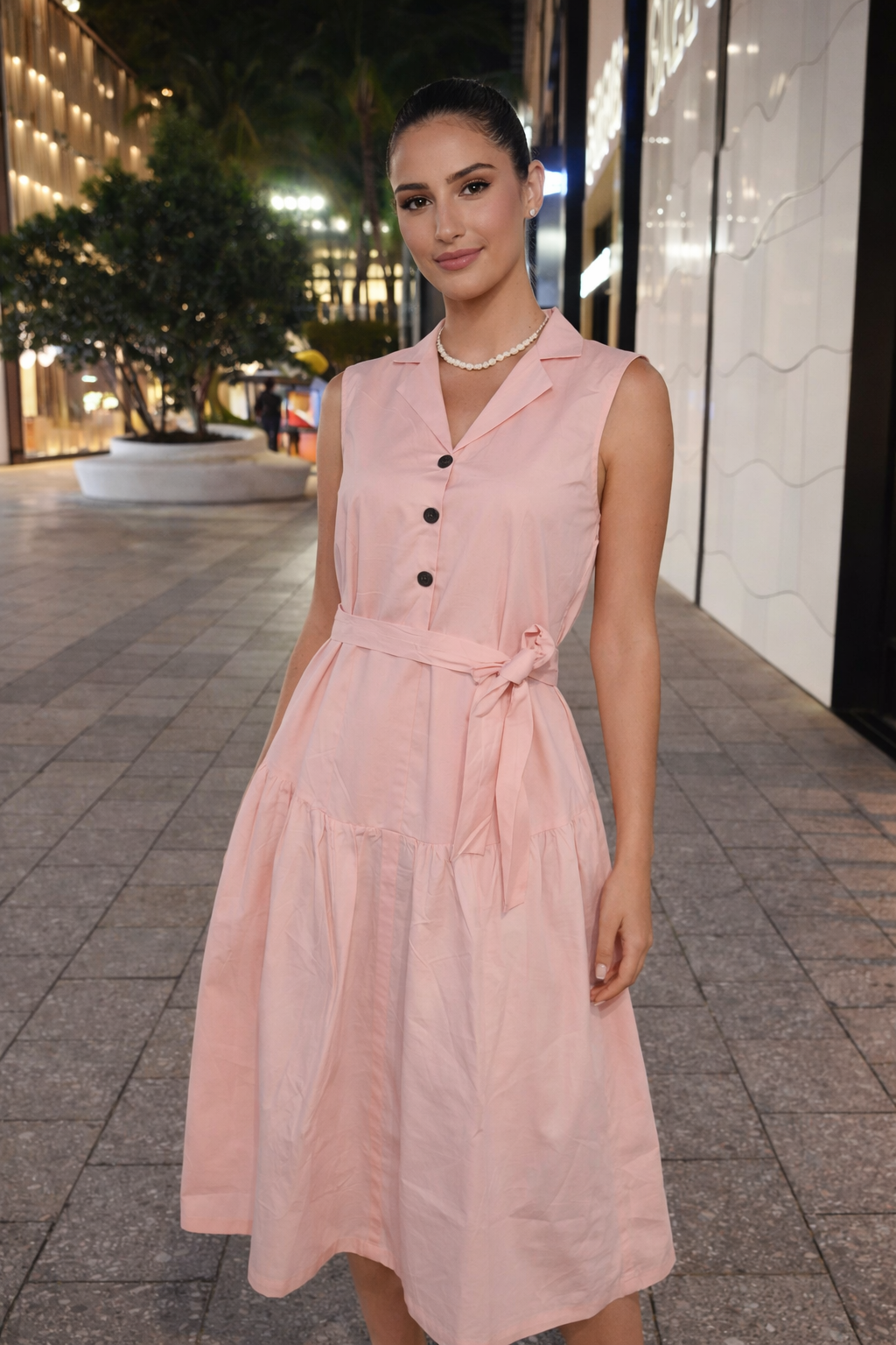 Rosalie Blush Cotton Poplin Shirt Dress