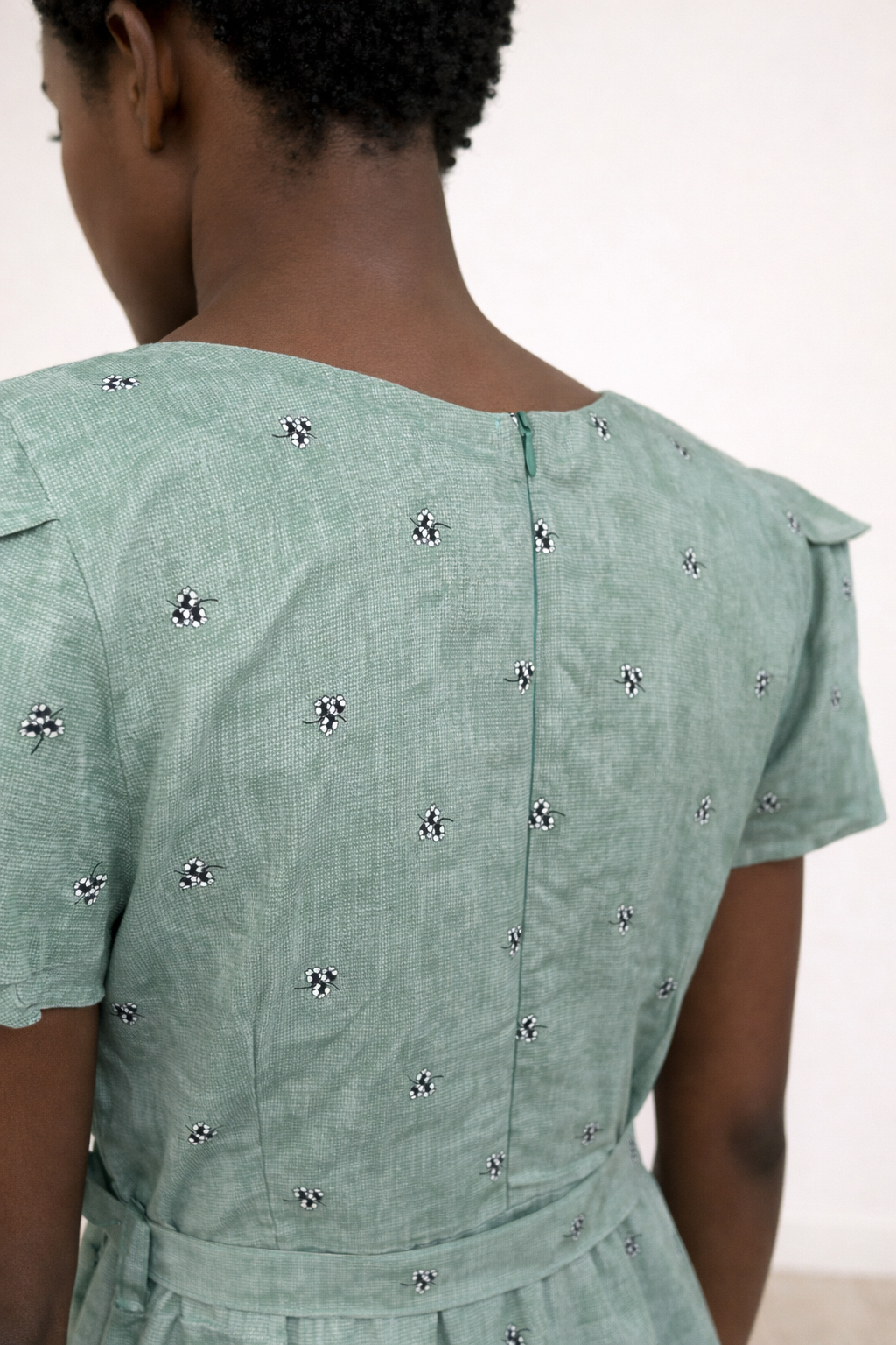 Sage Cotton Satin Dress