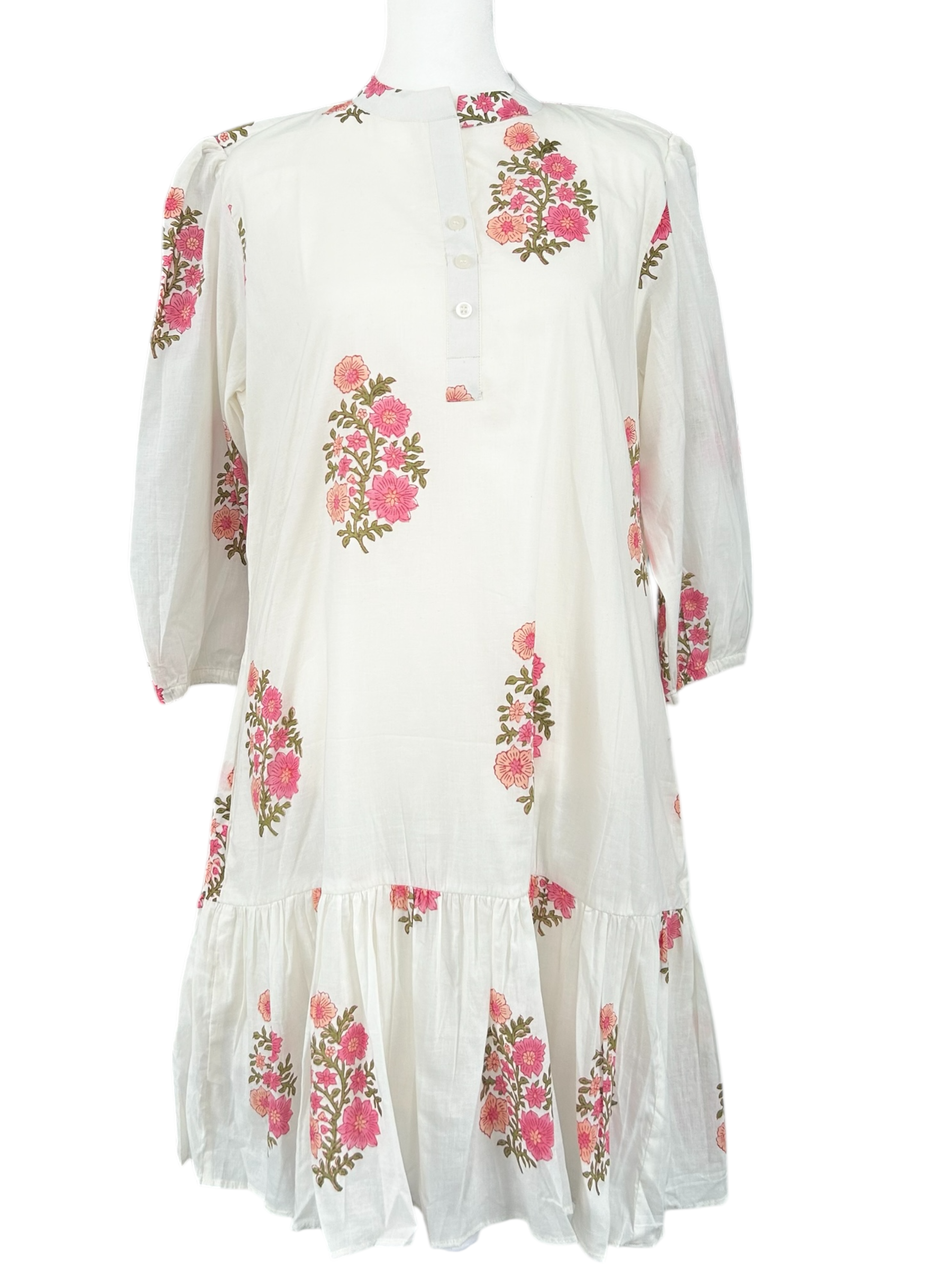 Wildrose Hand-Block Printed Cotton Dress