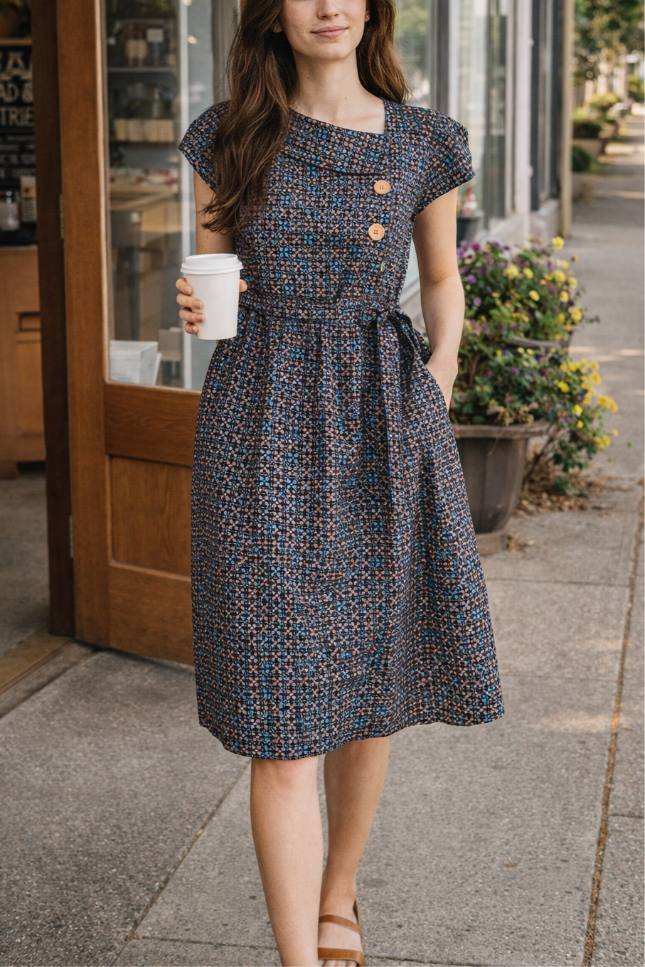 Midnight Mosaic Cotton Satin Dress