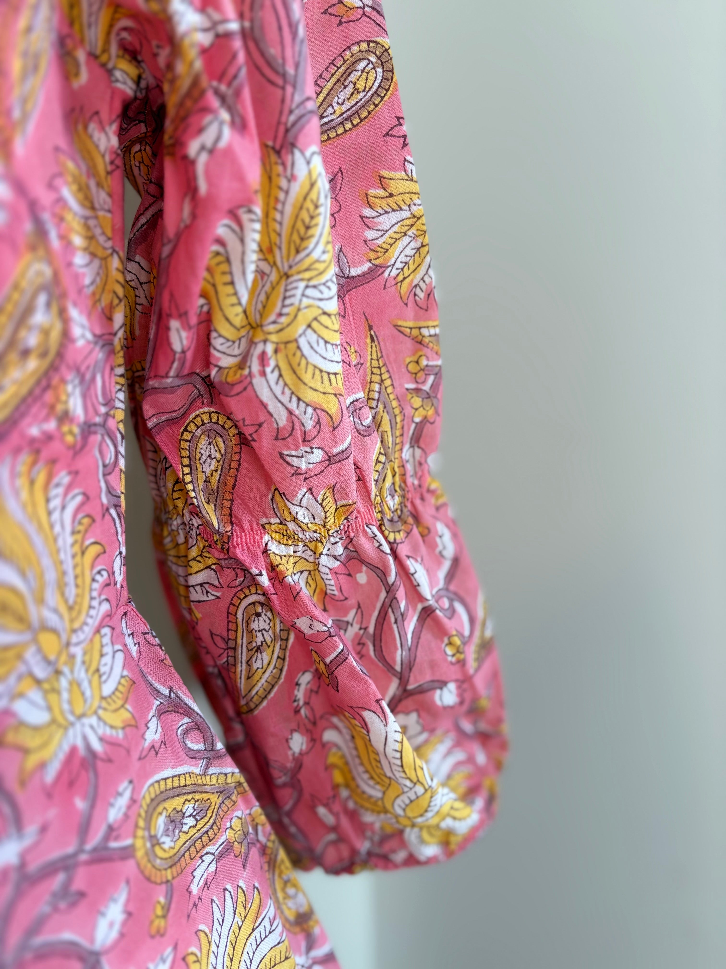 Marigold Handblock Printed Cotton Dress