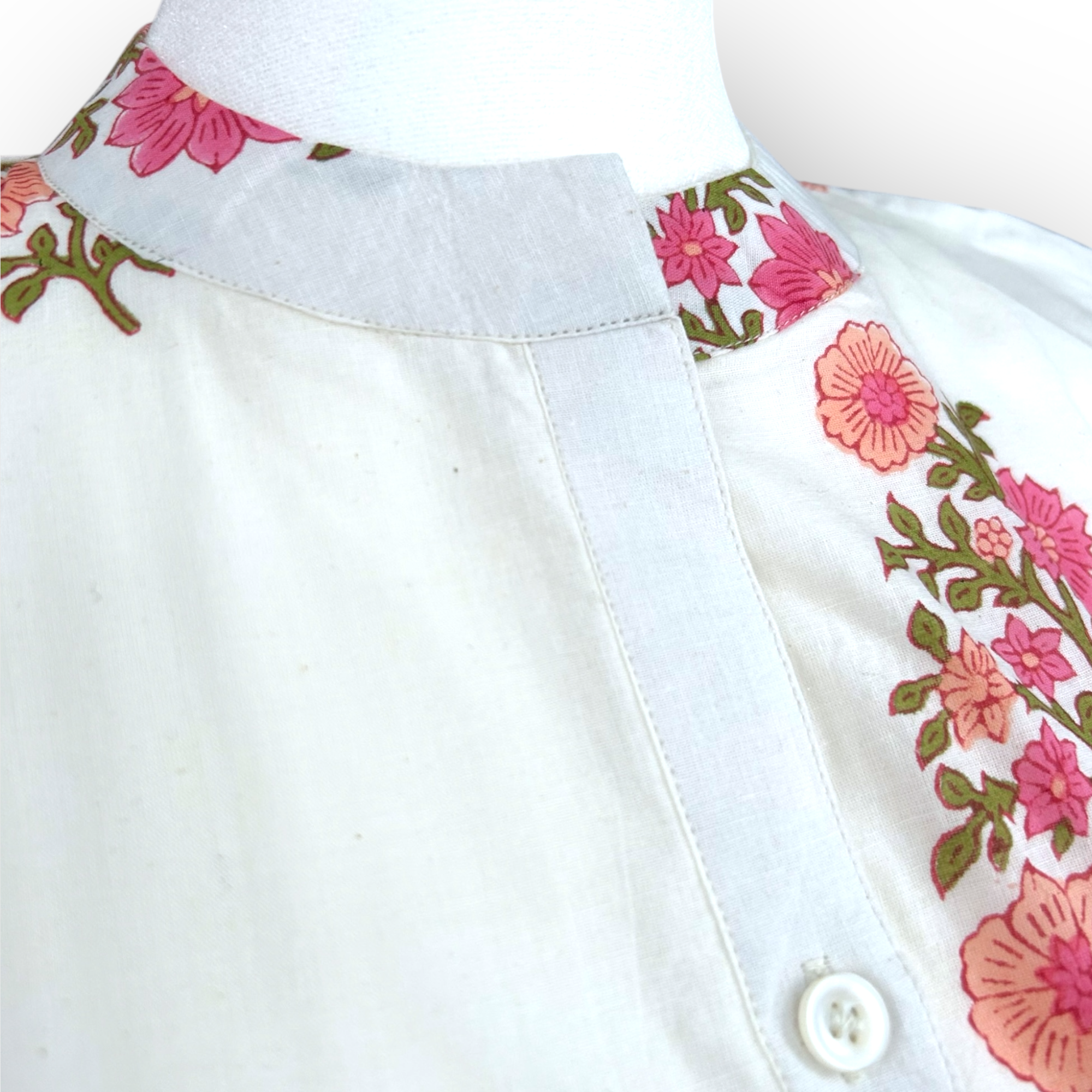 Wildrose Hand-Block Printed Cotton Dress