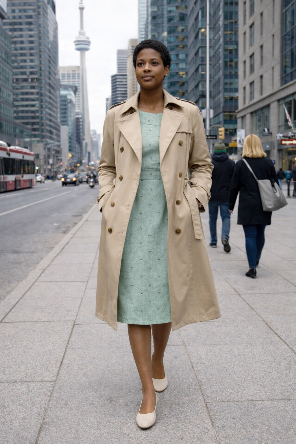 Sage Cotton Satin Dress