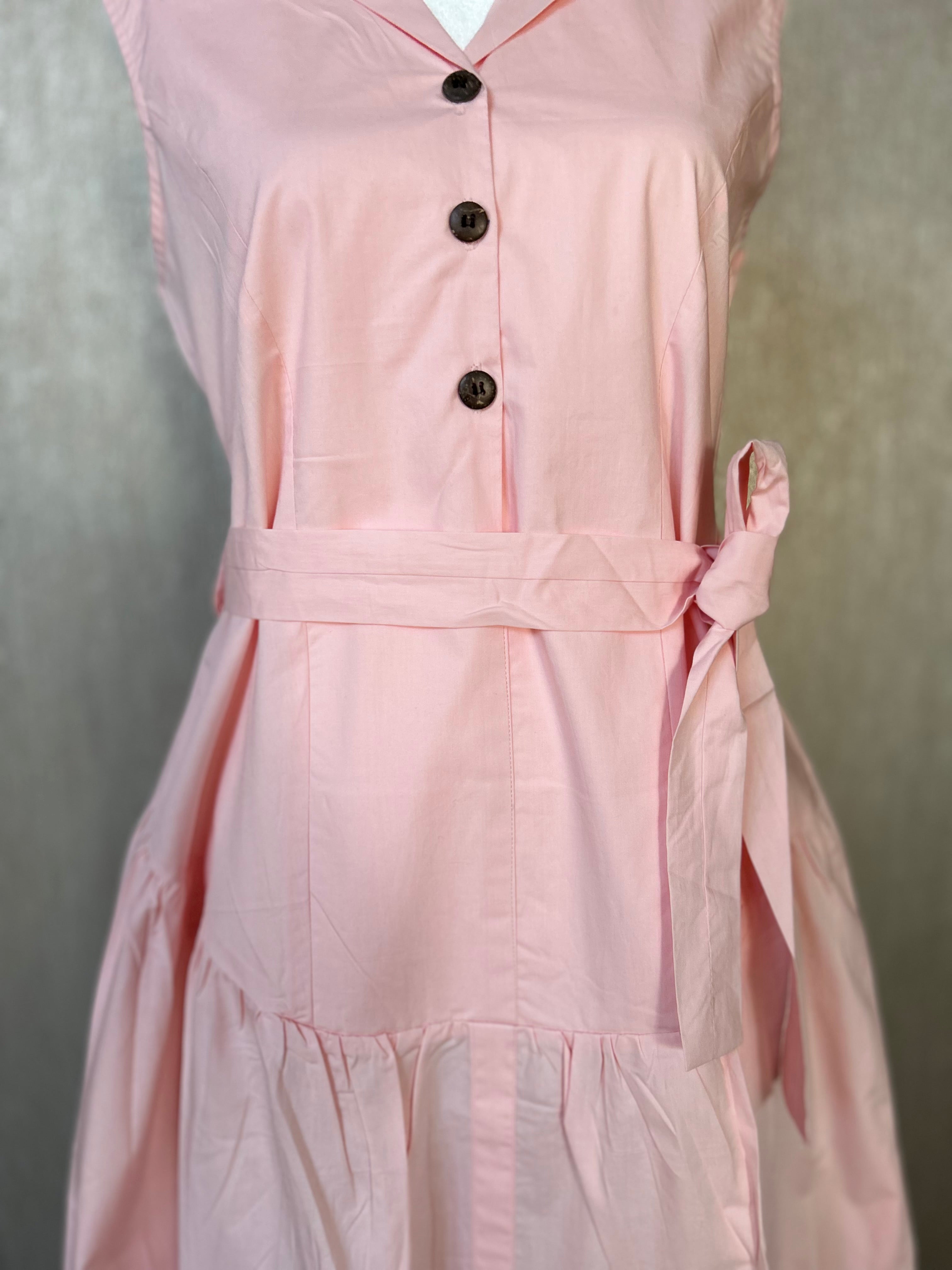 Rosalie Blush Cotton Poplin Shirt Dress