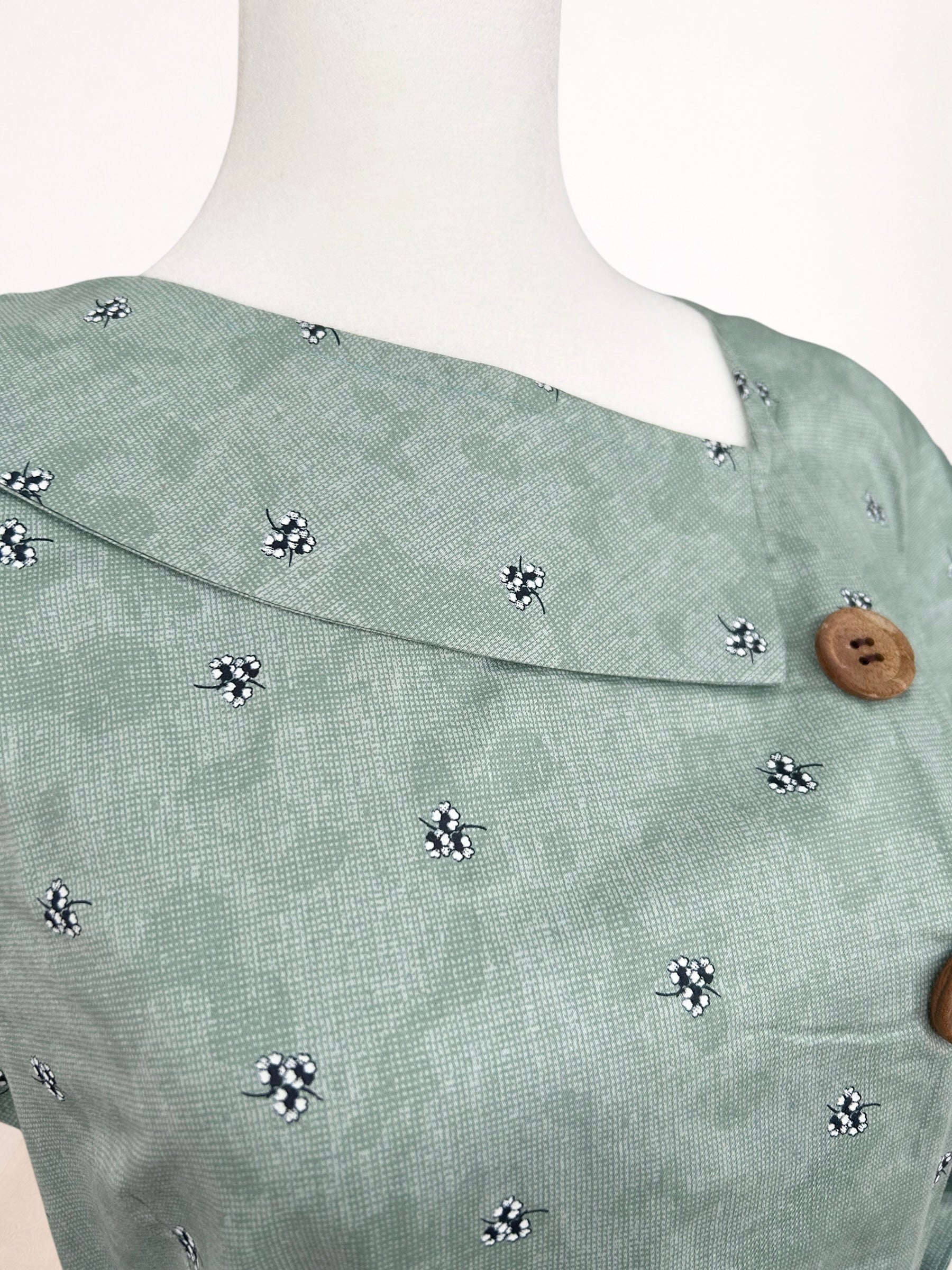 Sage Cotton Satin Dress