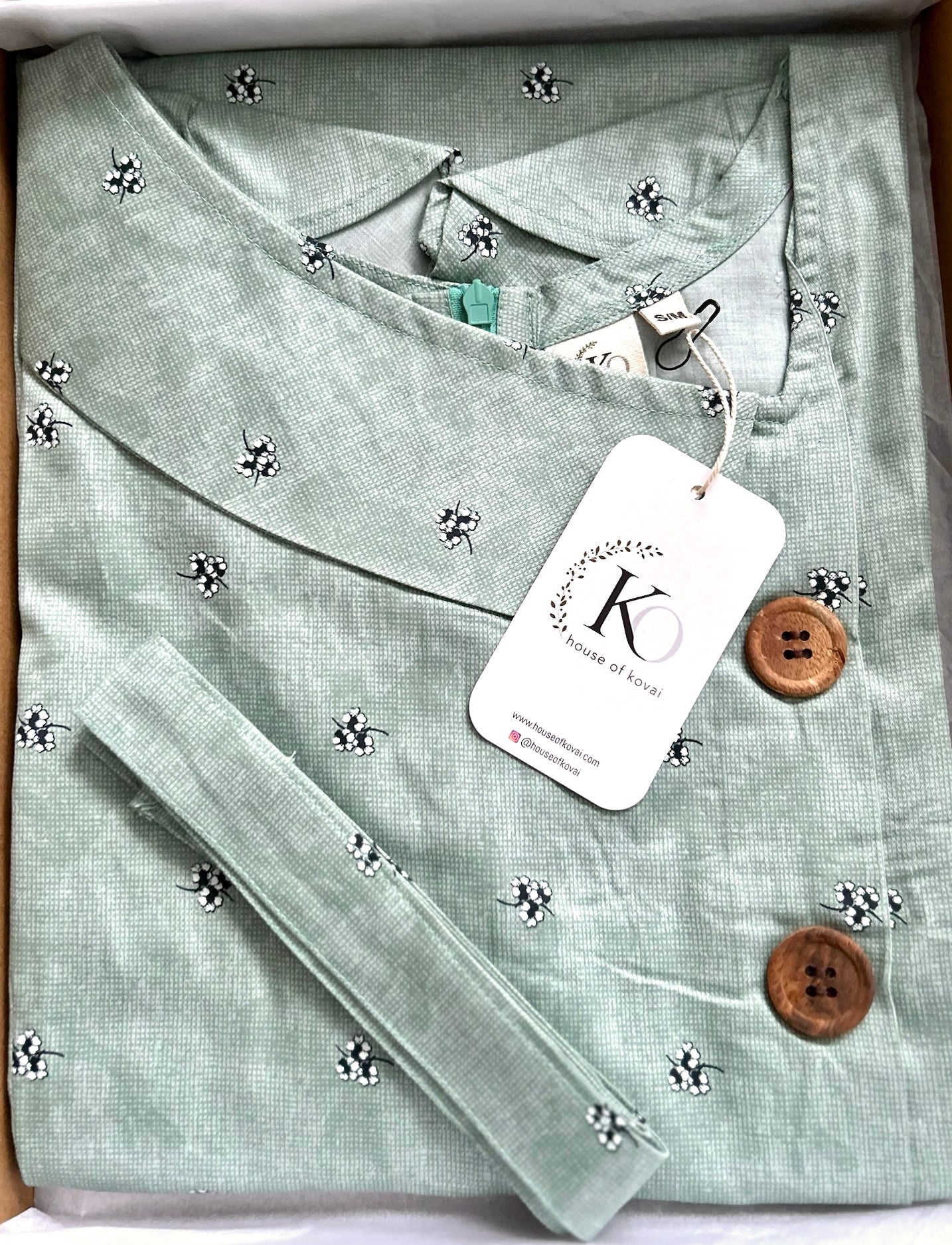 Sage Cotton Satin Dress