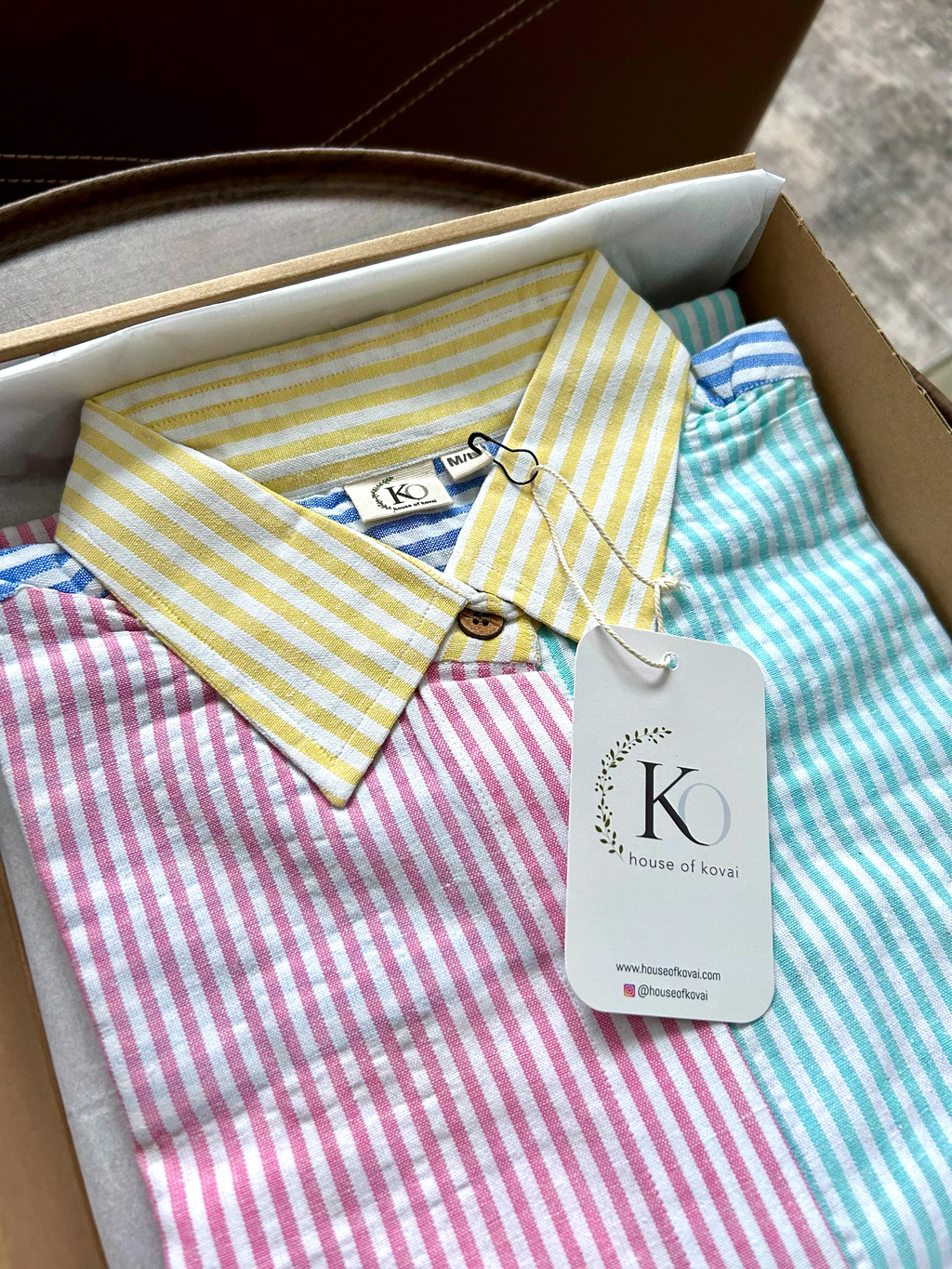 Sunfield Panelled Cotton Seersucker Shirt