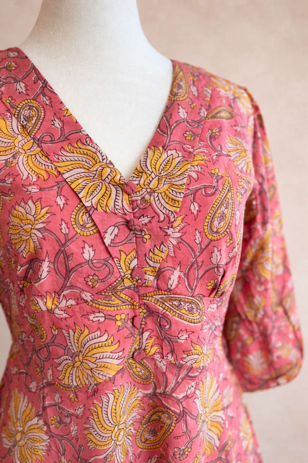 Marigold Handblock Printed Cotton Dress