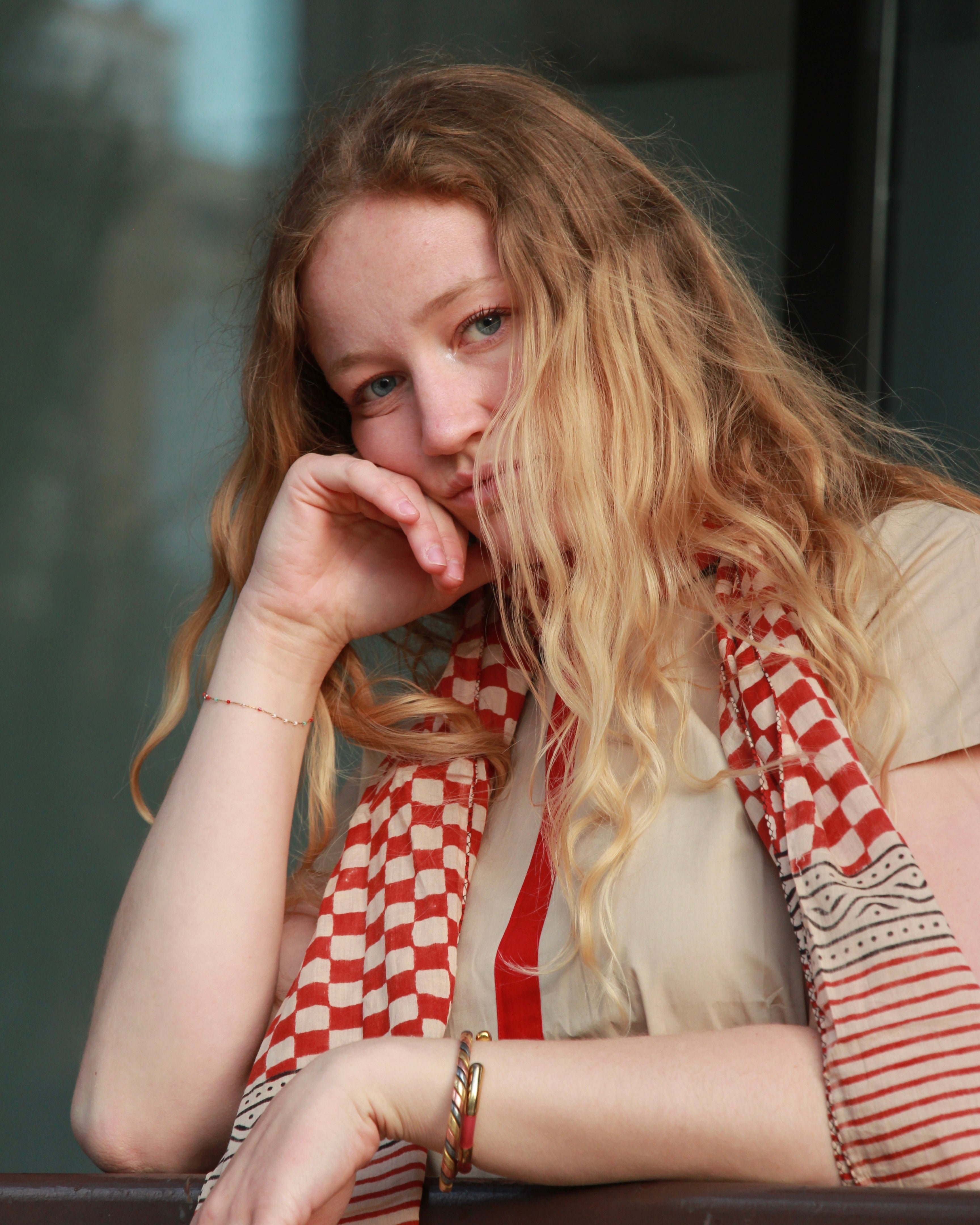 Sienna Stripe Cotton Dress With Scarf