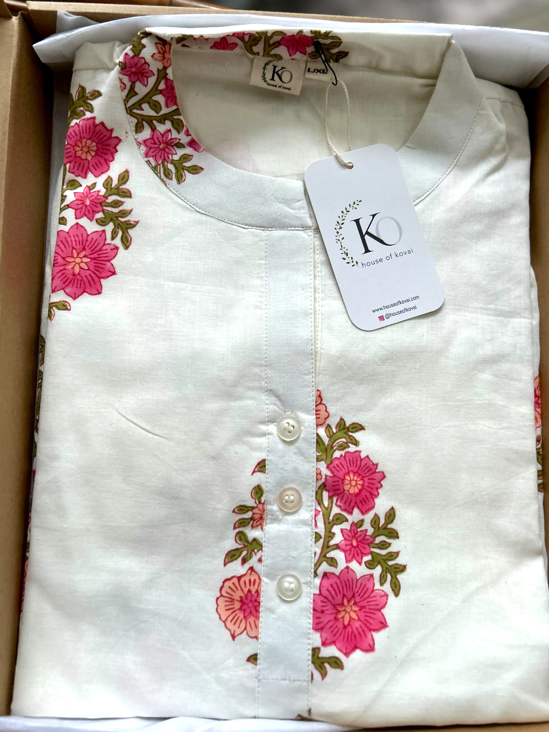 Wildrose Hand-Block Printed Cotton Dress