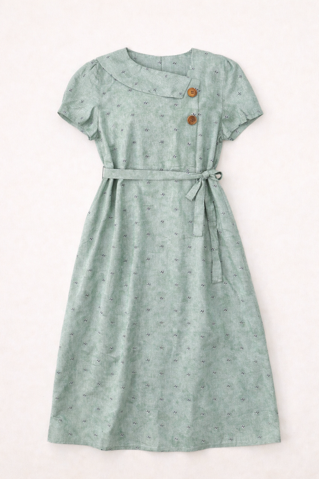 Sage Cotton Satin Dress