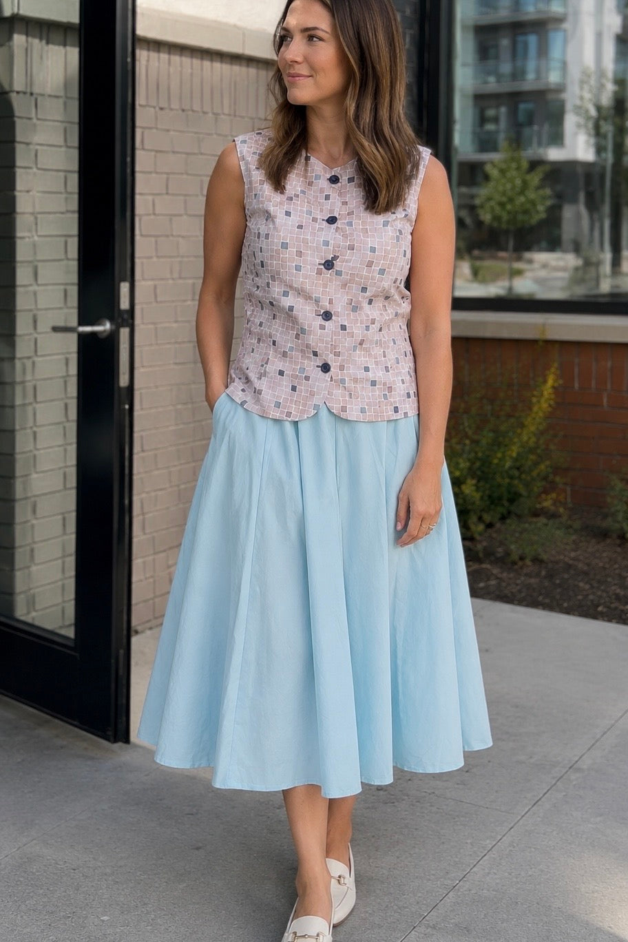 Soft Sky Cotton Skirt