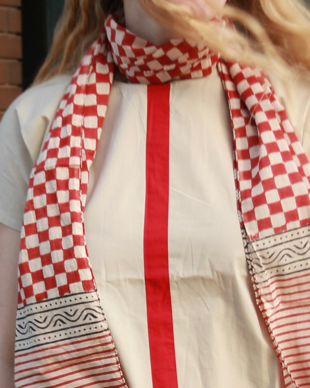 Sienna Stripe Cotton Dress With Scarf