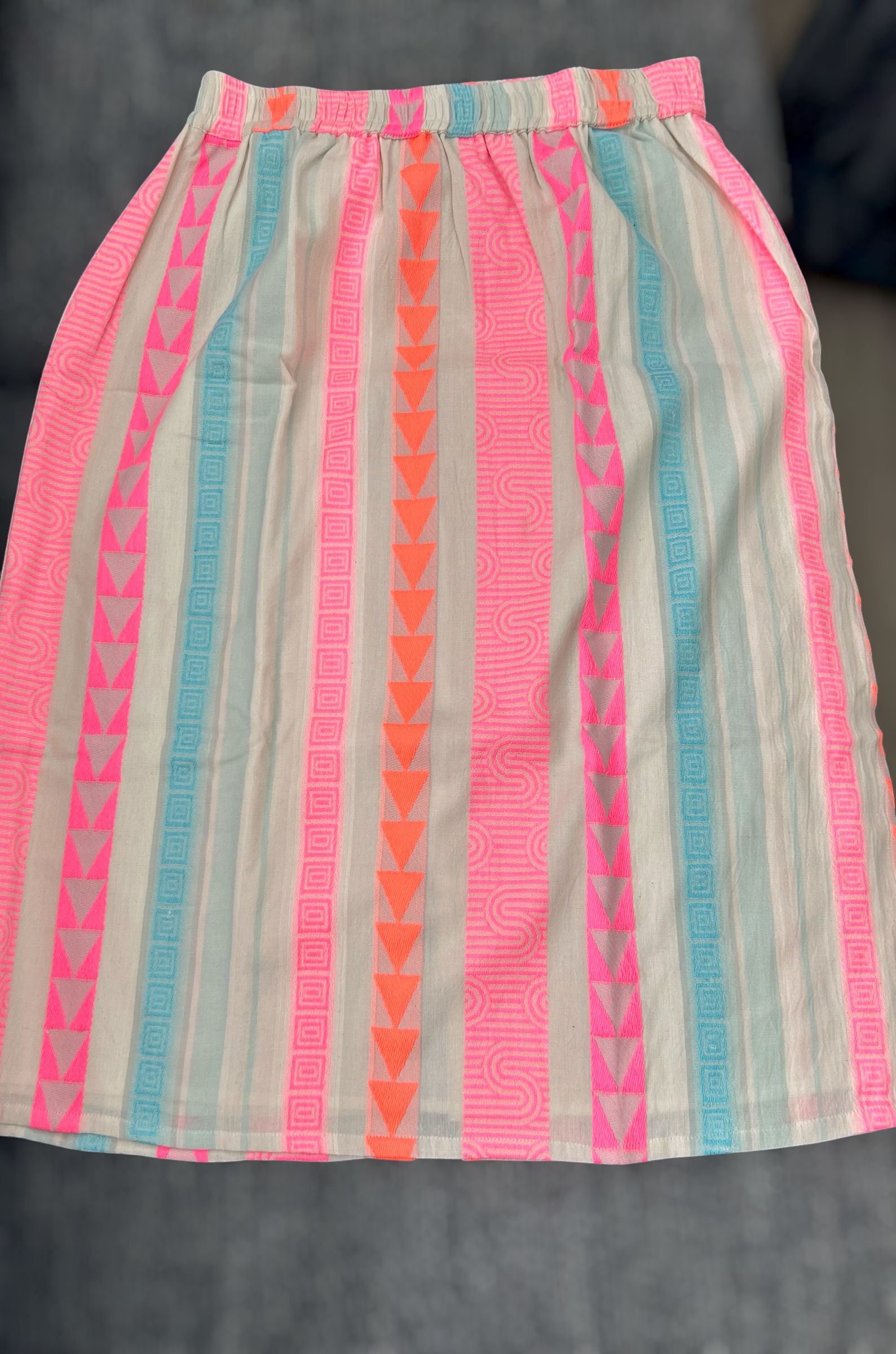 Pink Dobby Cotton Midi Skirt