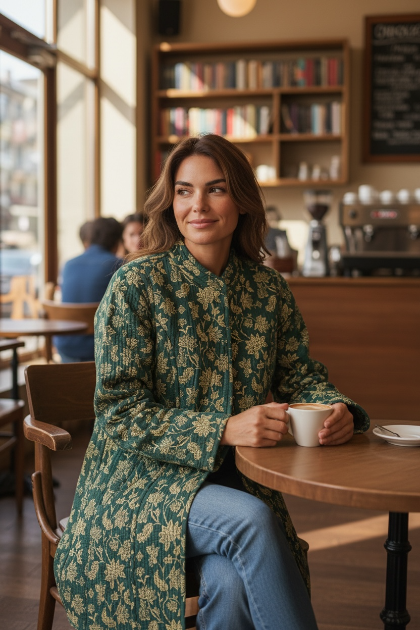 Reversible Quilted Coat – Emerald Meadow