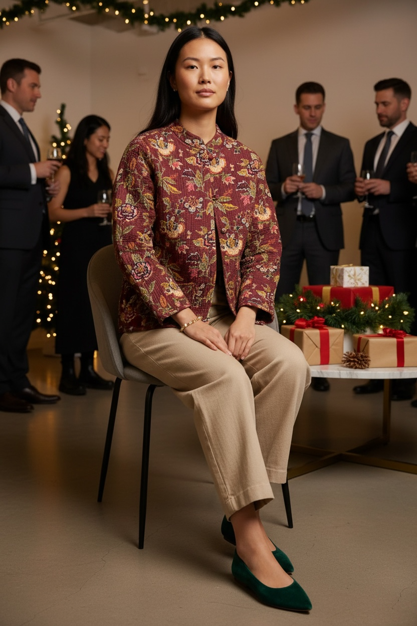 Reversible Quilted Jacket – Burgundy Bloom