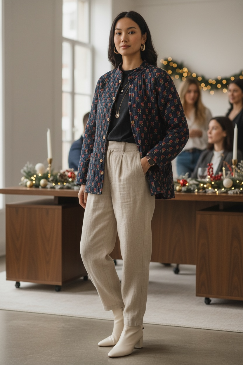 Reversible Quilted Jacket – Burgundy Bloom