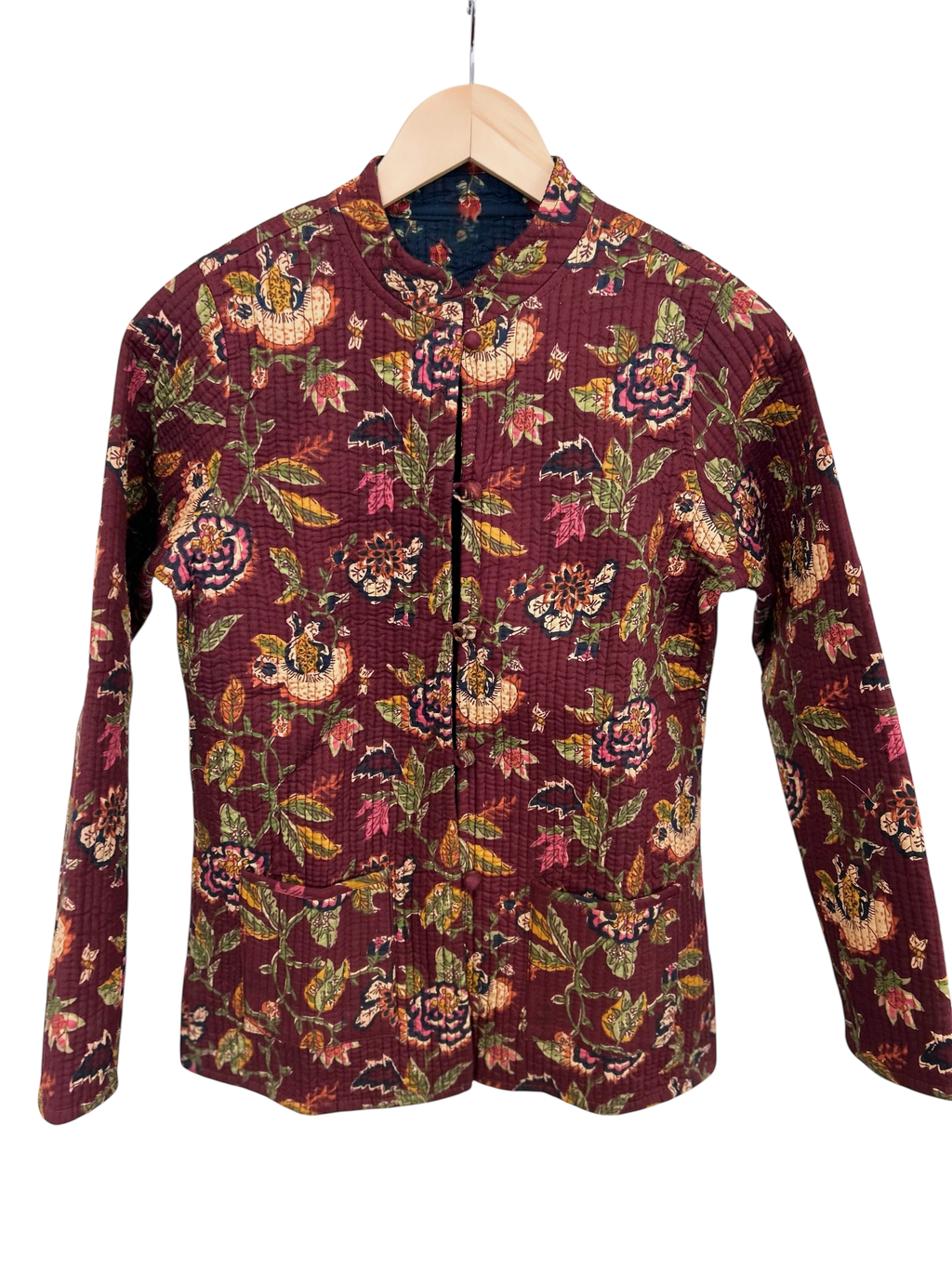 Reversible Quilted Jacket – Burgundy Bloom