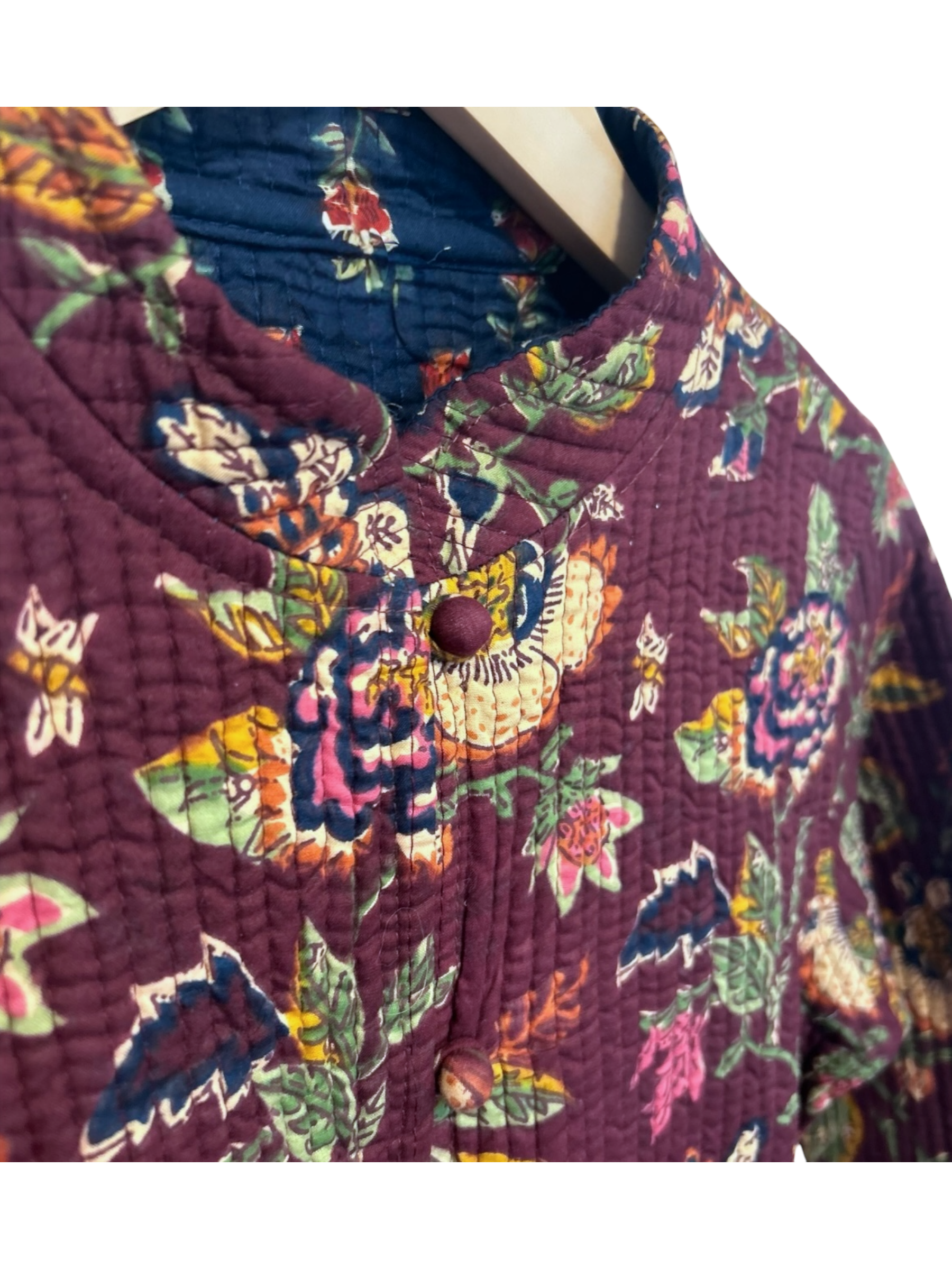 Reversible Quilted Jacket – Burgundy Bloom