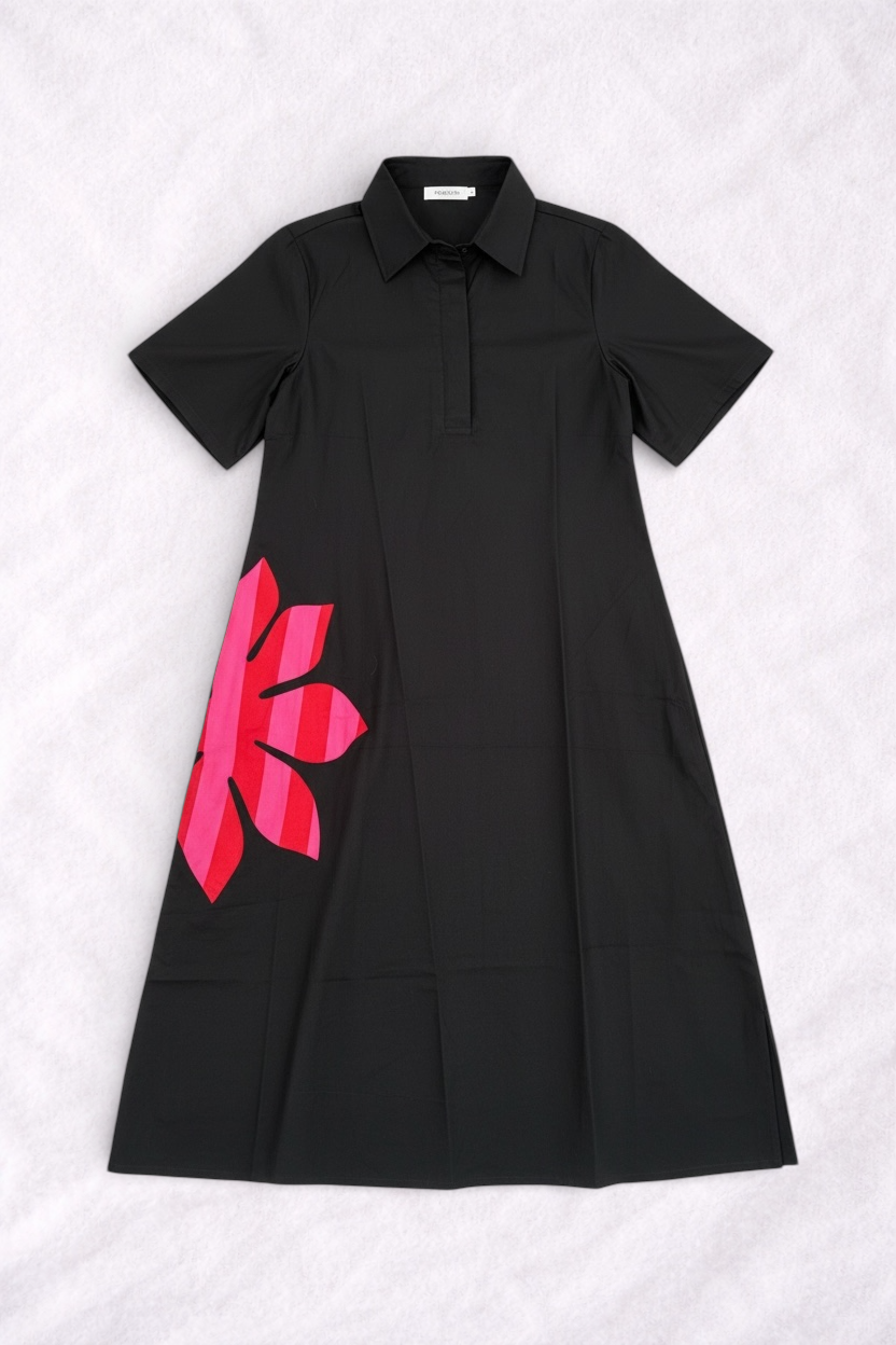 Midnight Bloom Cotton Poplin Dress