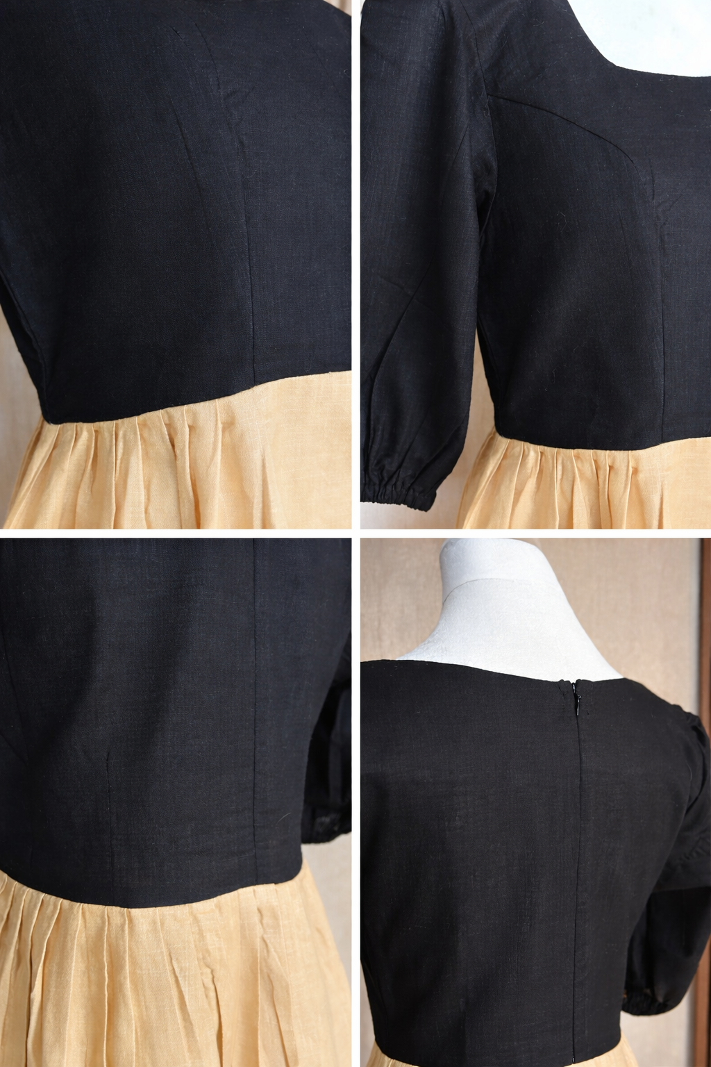 Noir & Gold Cotton Linen Midi dress